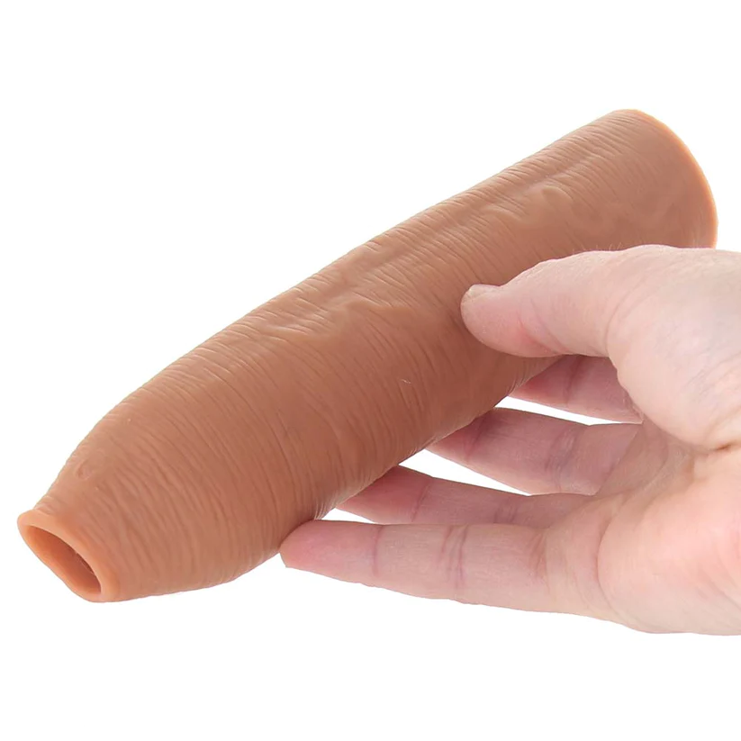X-tensions Elite Uncut 7 in. Open-Ended Silicone Enhancement Sleeve Tan