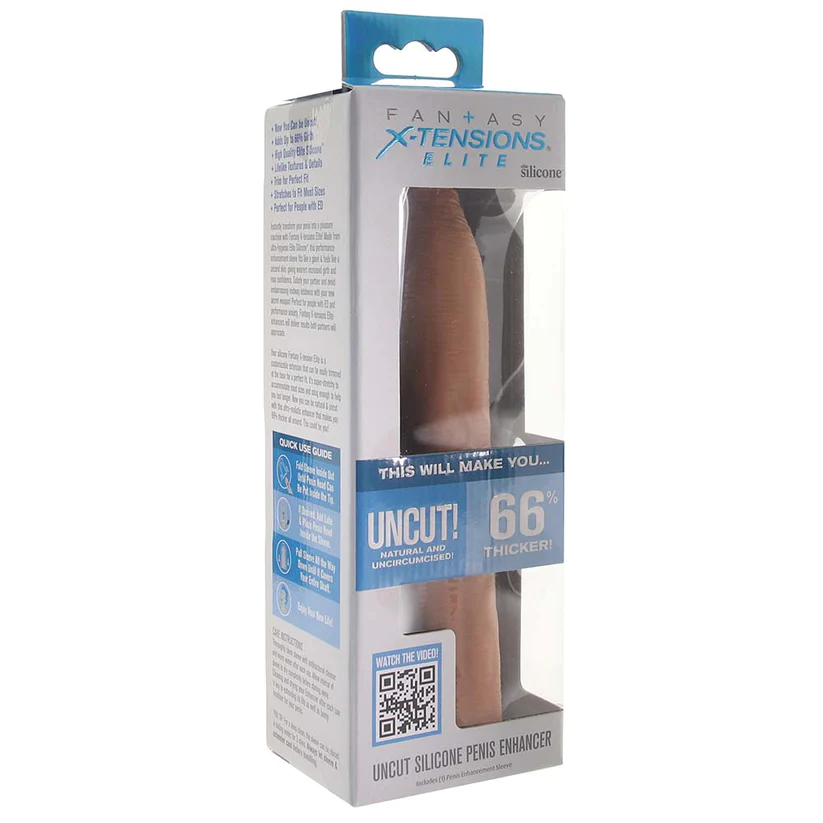 X-tensions Elite Uncut 7 in. Open-Ended Silicone Enhancement Sleeve Tan