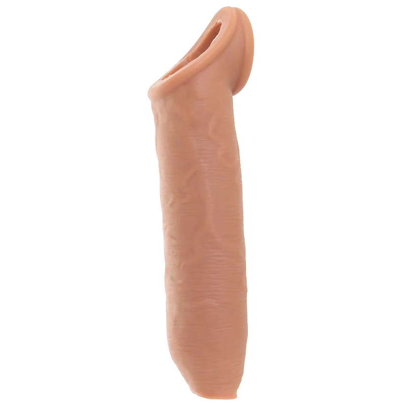 X-tensions Elite Uncut 7 in. Open-Ended Silicone Enhancement Sleeve with Strap Tan