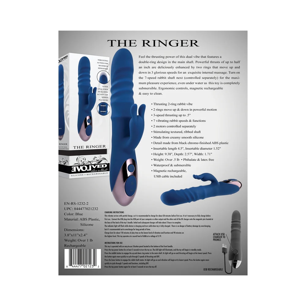Thrusting Silicone Rabbit Vibrator with Dual Rings