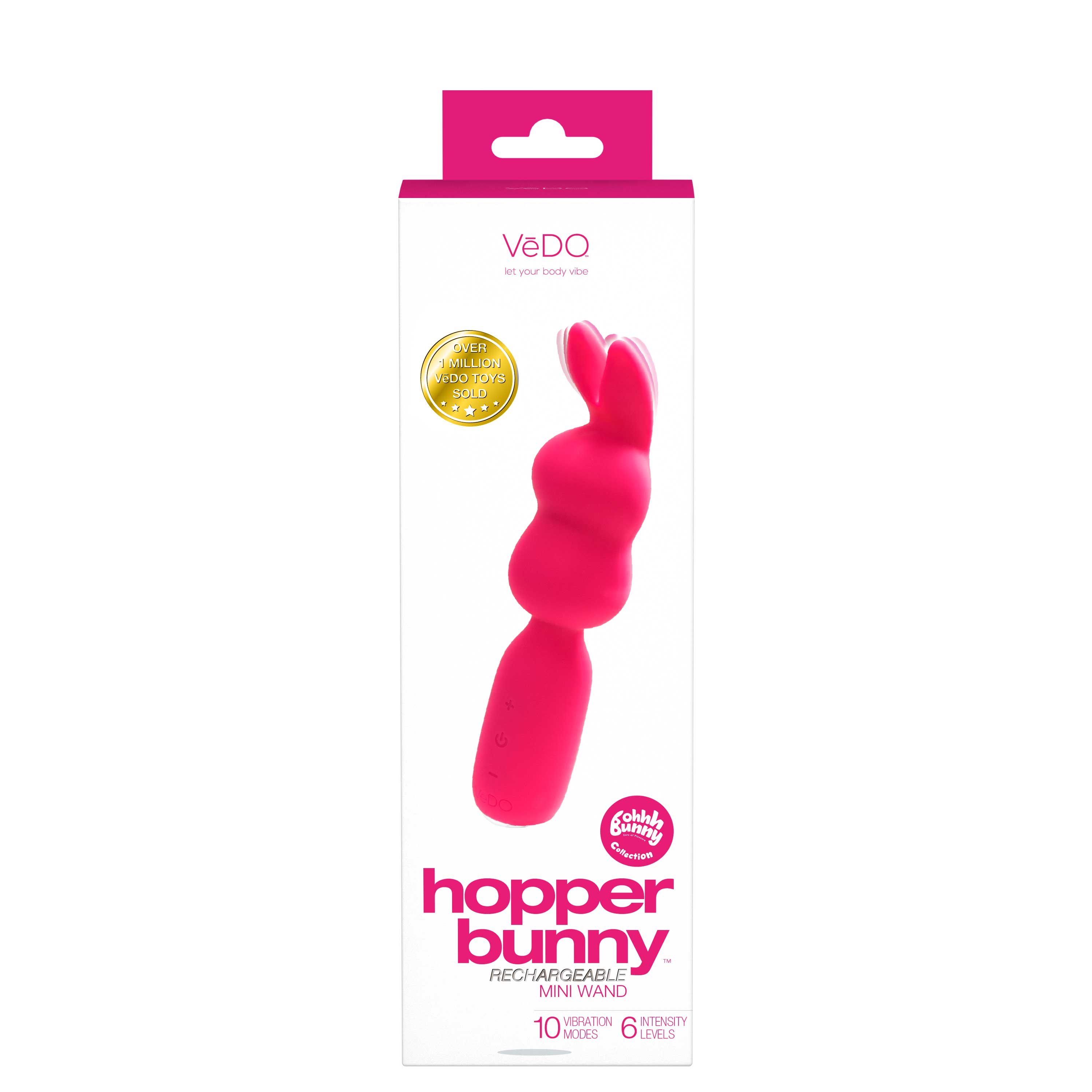 VeDO Hopper Bunny Silicone Mini Wand Vibrator Pink