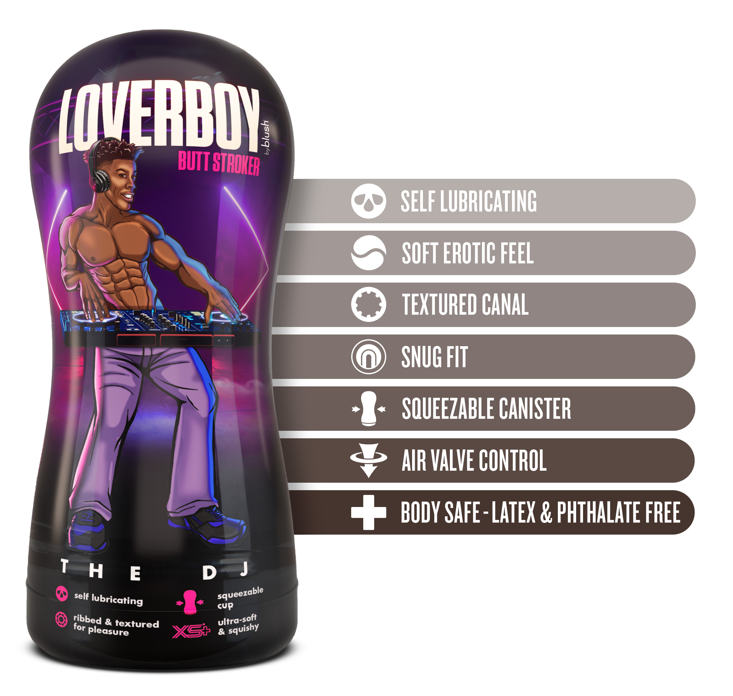 Loverboy The DJ Self-Lubricating Anal Stroker Brown