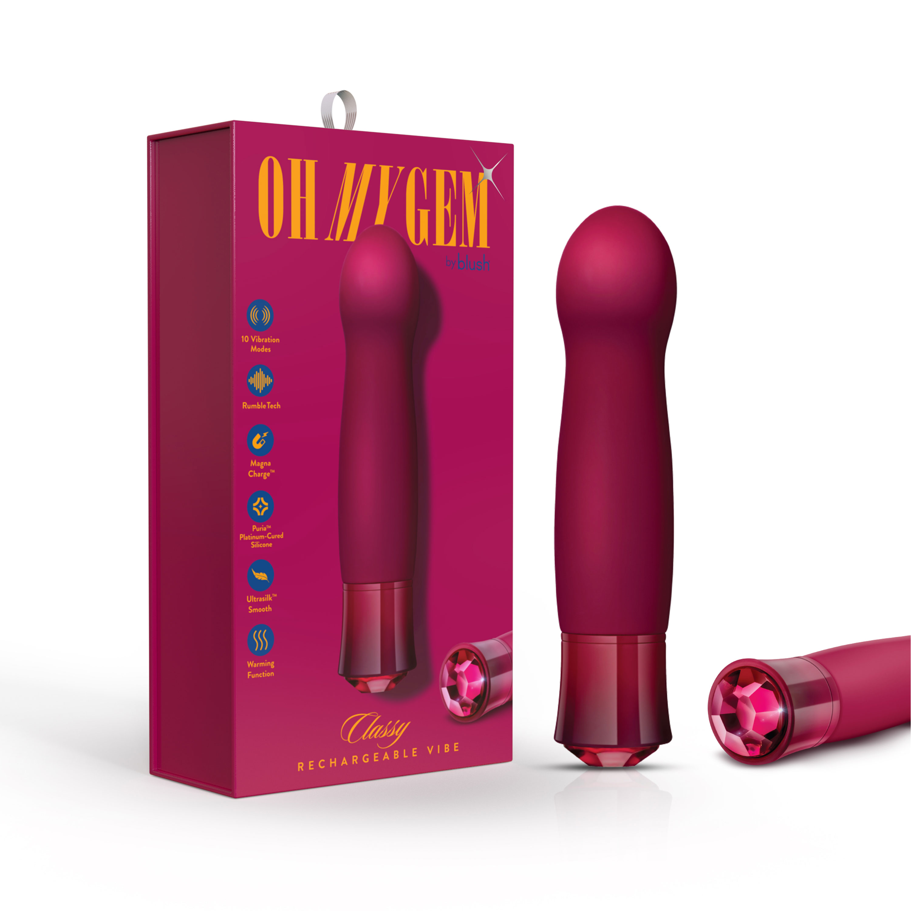 Classy Silicone Vibrator with 10 Functions & Warming Feature