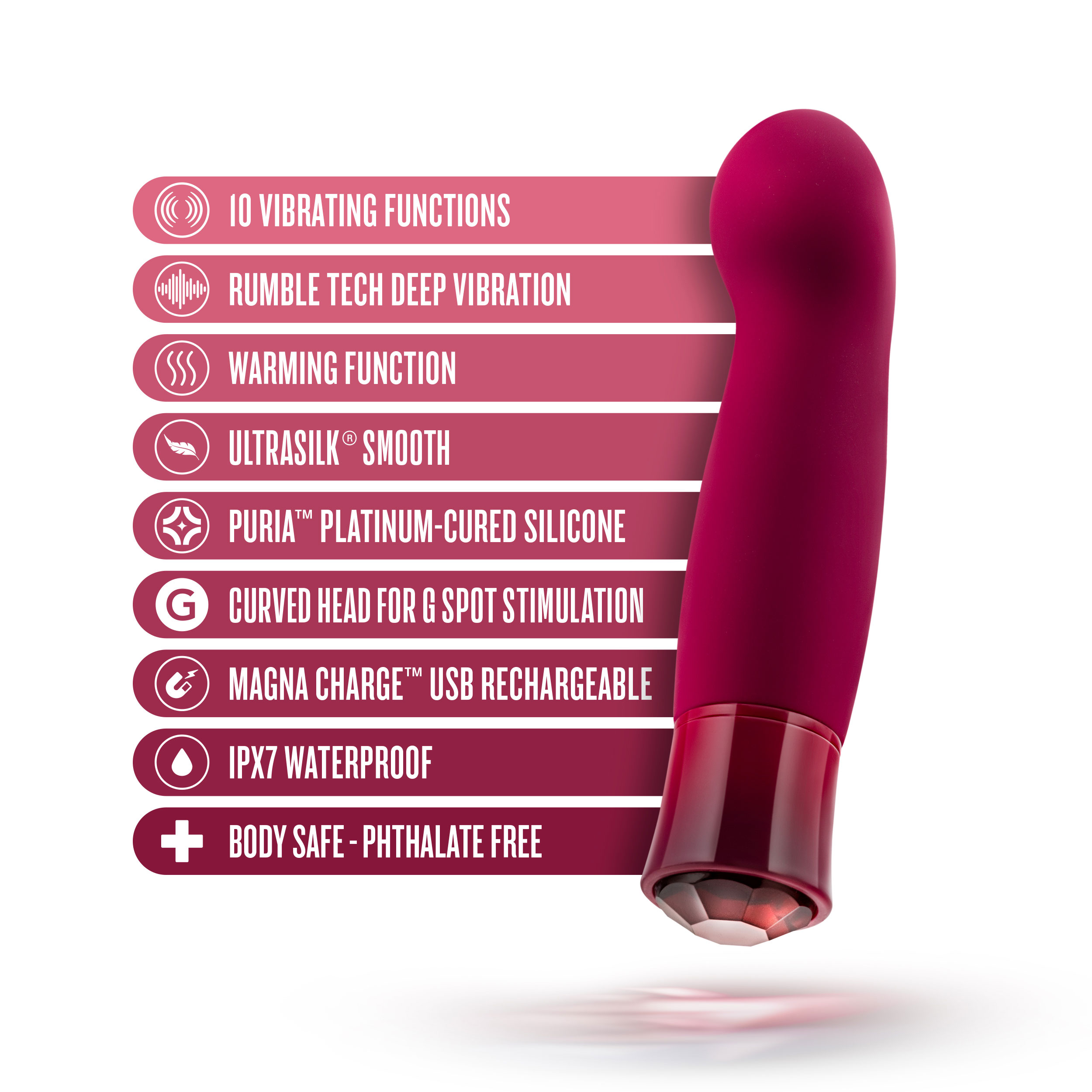Classy Silicone Vibrator with 10 Functions & Warming Feature