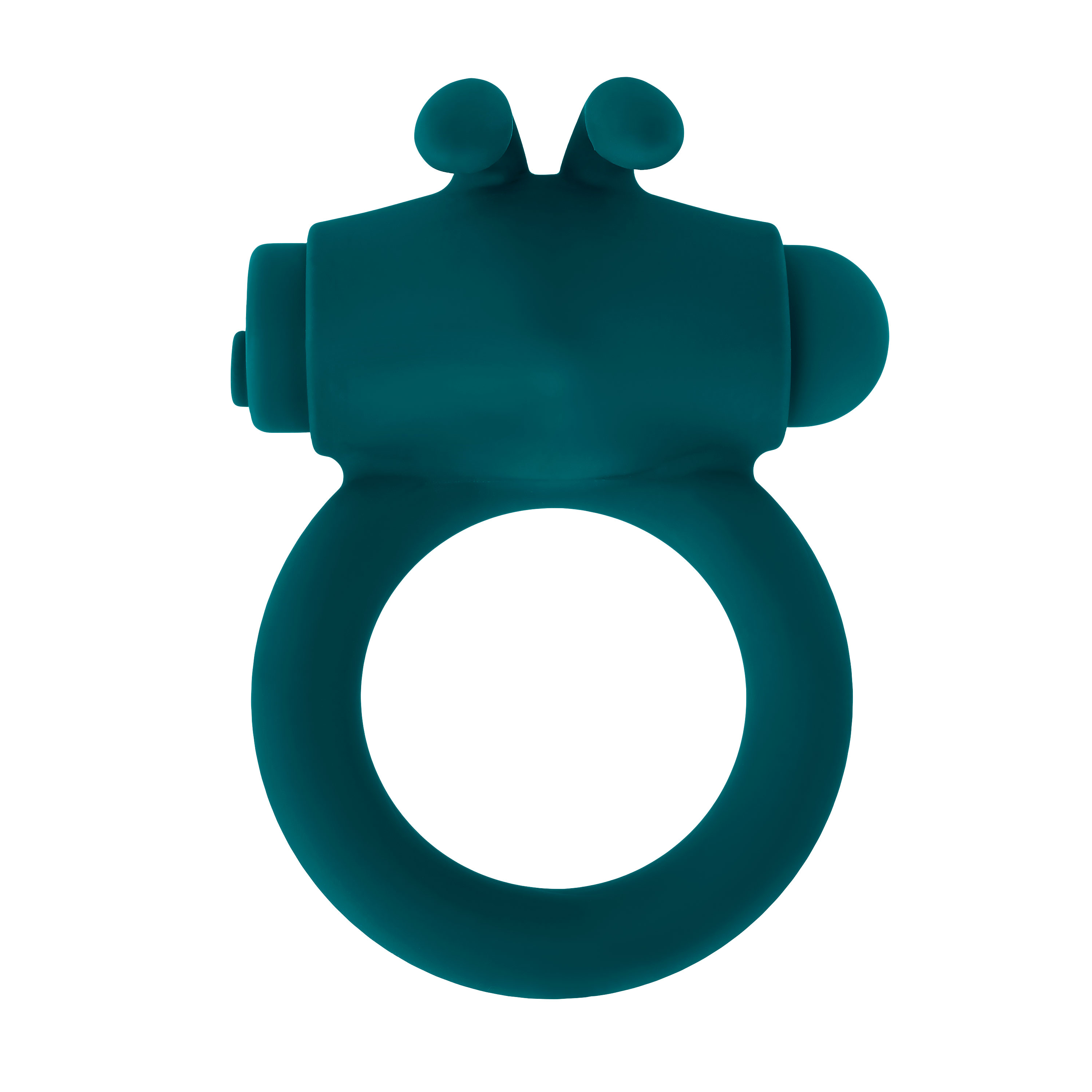 Playboy Bunny Buzzer Vibrating Silicone Cock Ring with Clit Stimulator Teal
