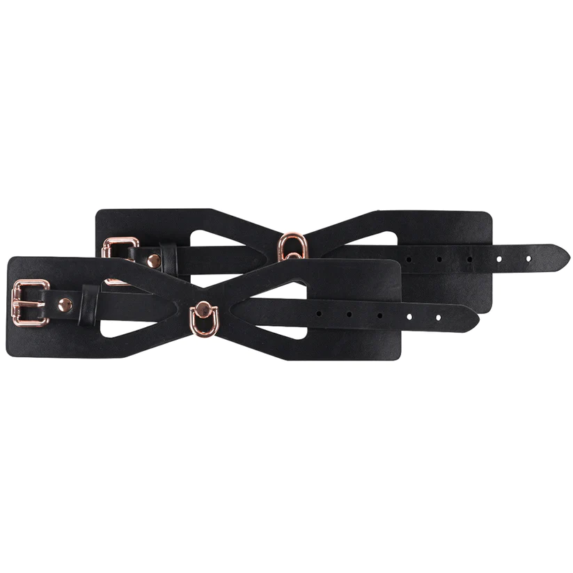 Brat Faux Leather Handcuffs & Rose Gold Chain