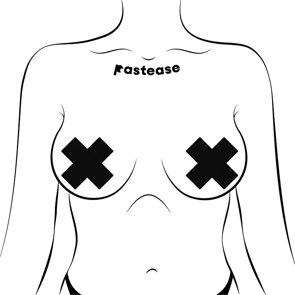 Pastease Crosses Pasties Black (86942) | SlipDix.com