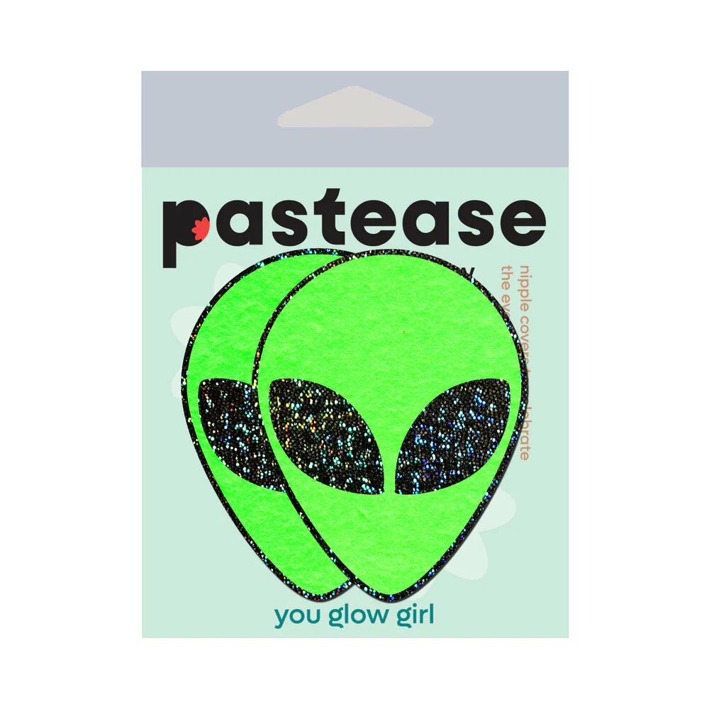 Pastease Glow-in-the-Dark Glitter Alien Pasties Green (86943) | SlipDix.com