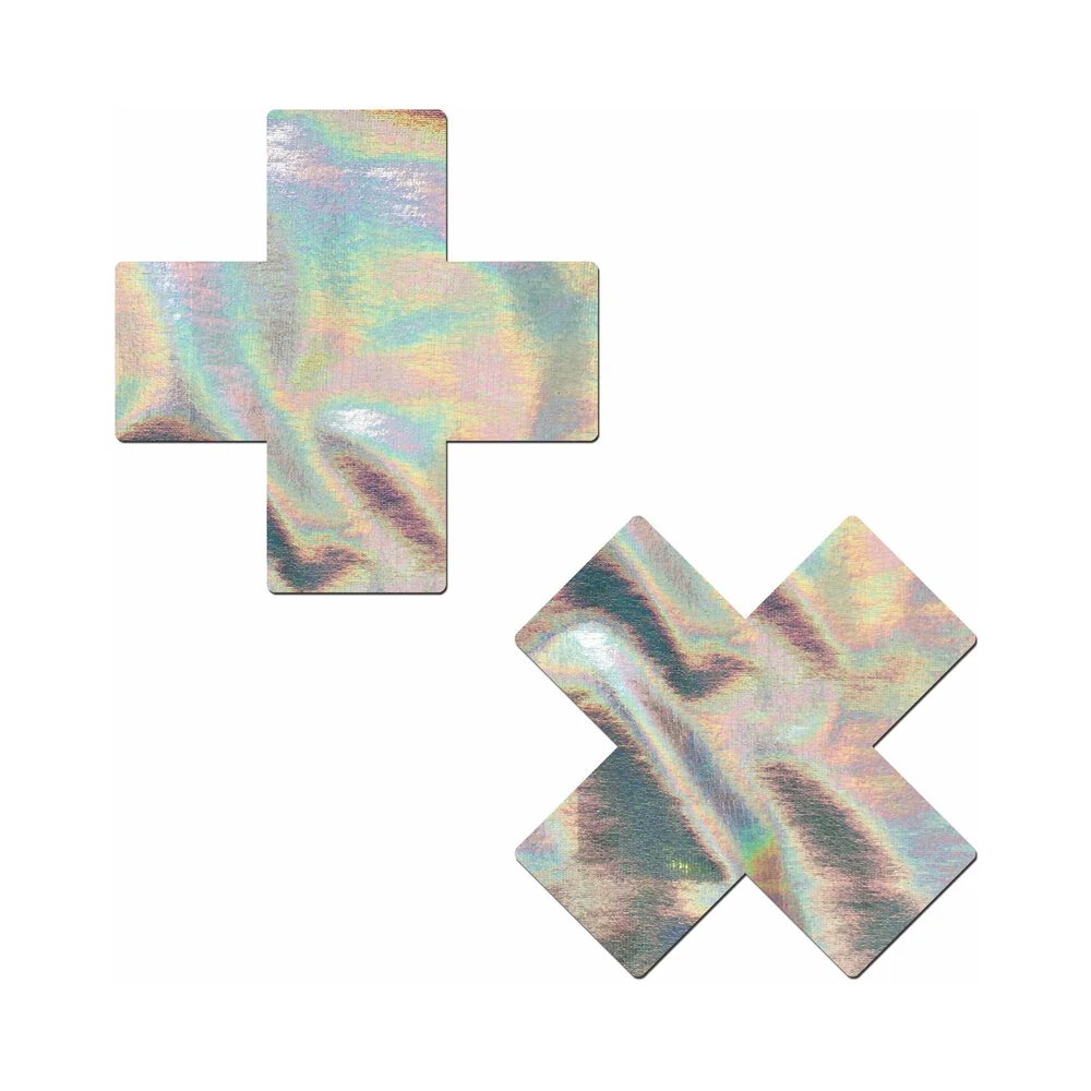 Pastease Holographic Crosses Pasties Silver (86972) | SlipDix.com