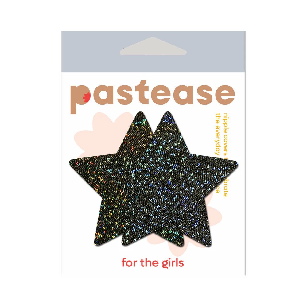 Pastease Glitter Star Pasties Black (86980) | SlipDix.com