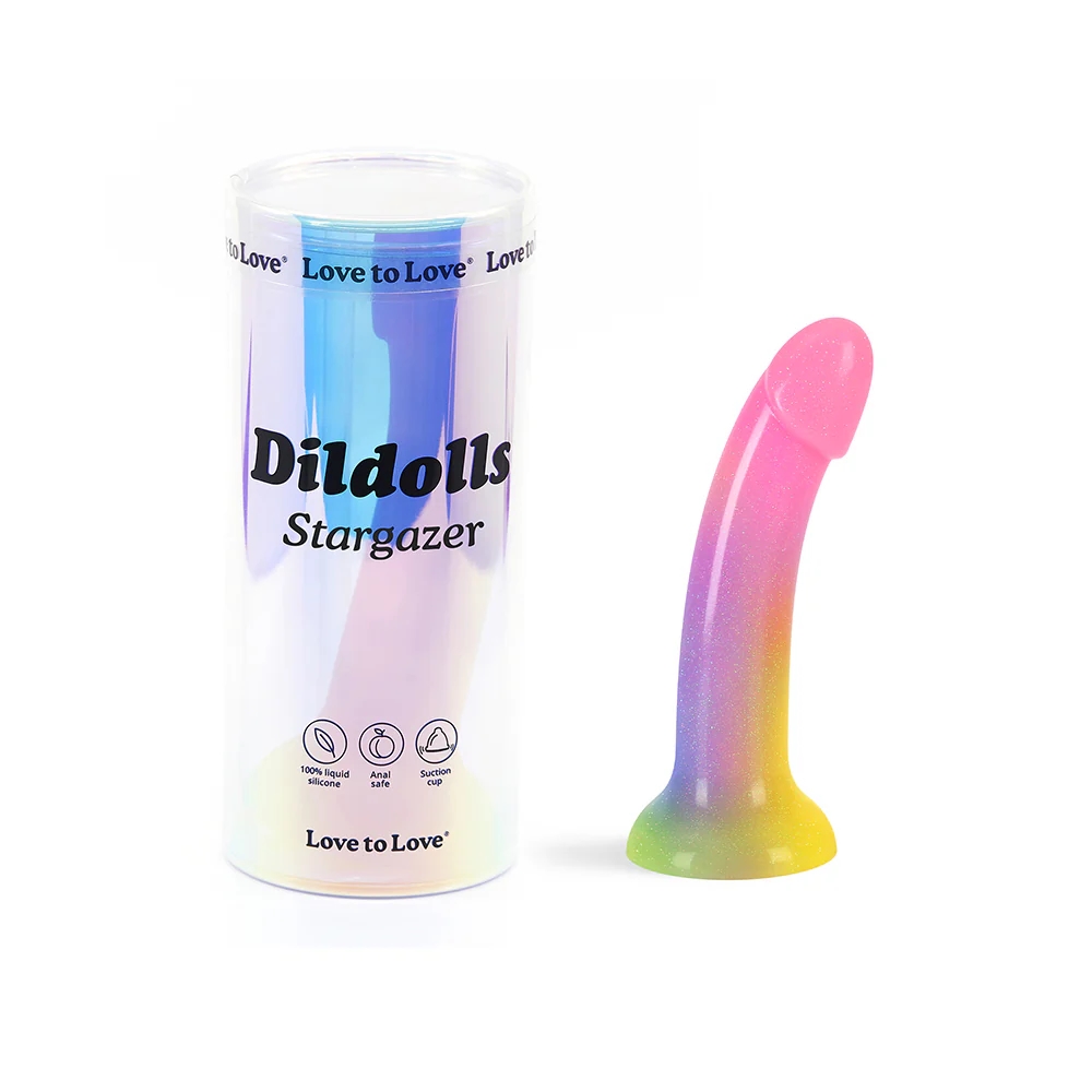 6 in. Dildolls Stargazer Rainbow Glitter Dildo