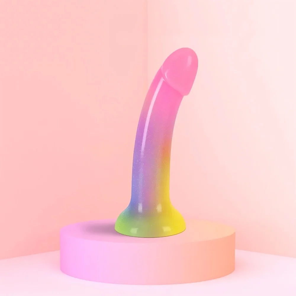 6 in. Dildolls Stargazer Rainbow Glitter Dildo