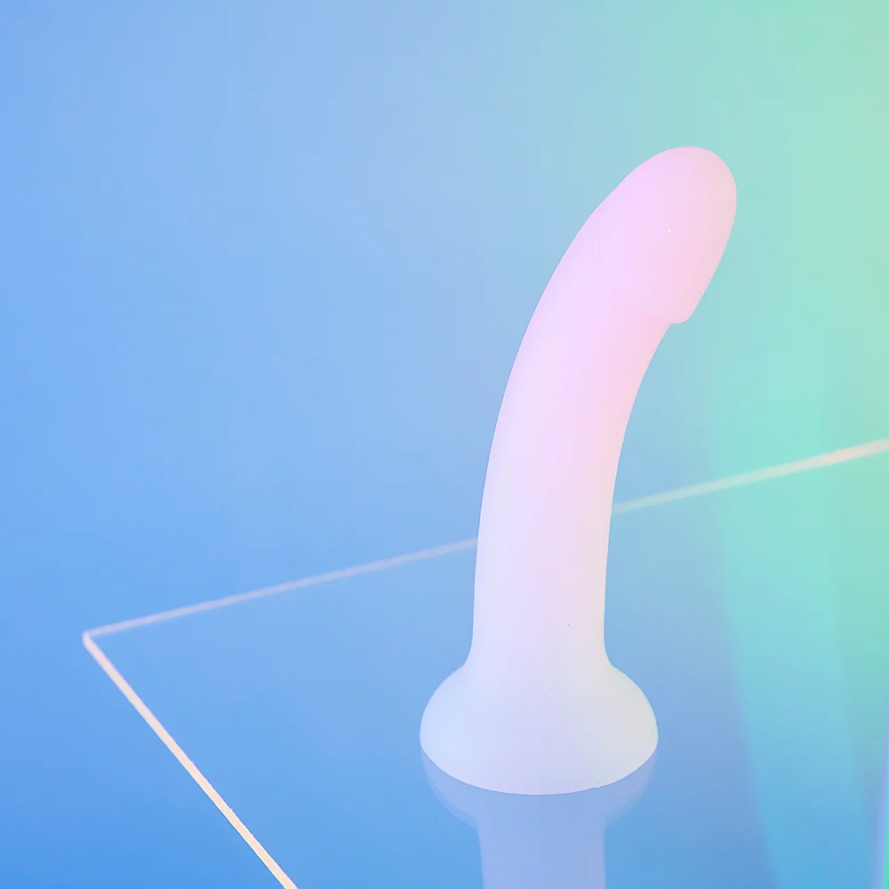 6 in. Dildolls Galactica Glitter Dildo Pink/Green