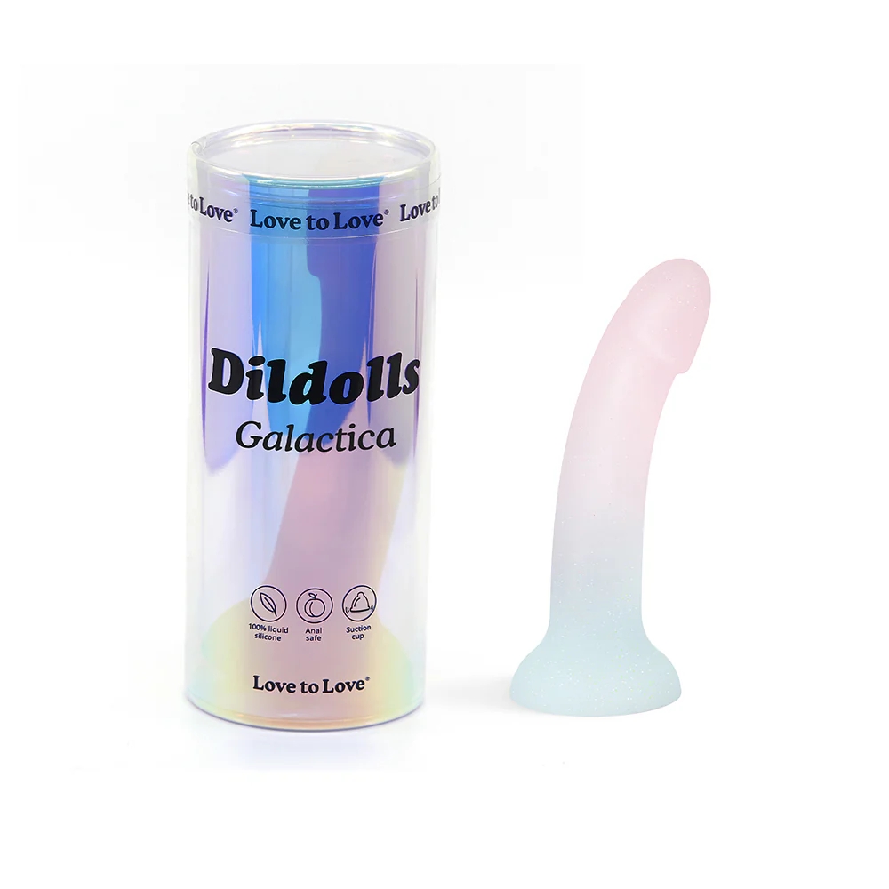 6 in. Dildolls Galactica Glitter Dildo Pink/Green