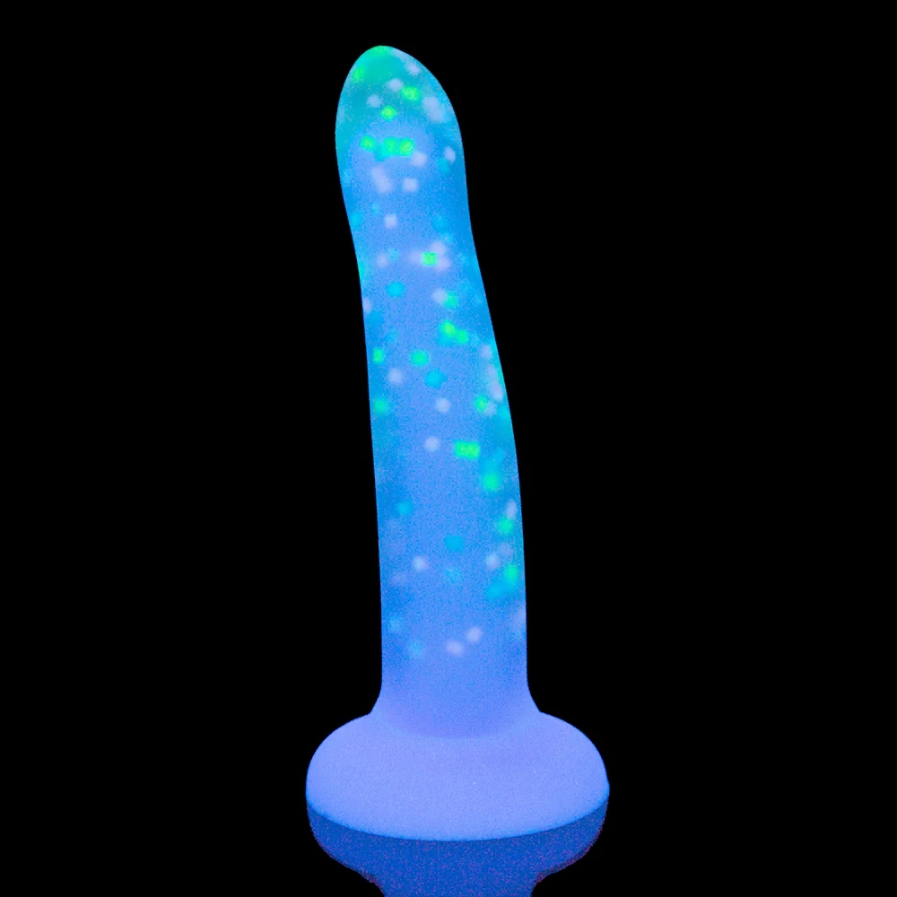 8 in. Bendable Glow-in-the-Dark Silicone Dildo Purple Confetti