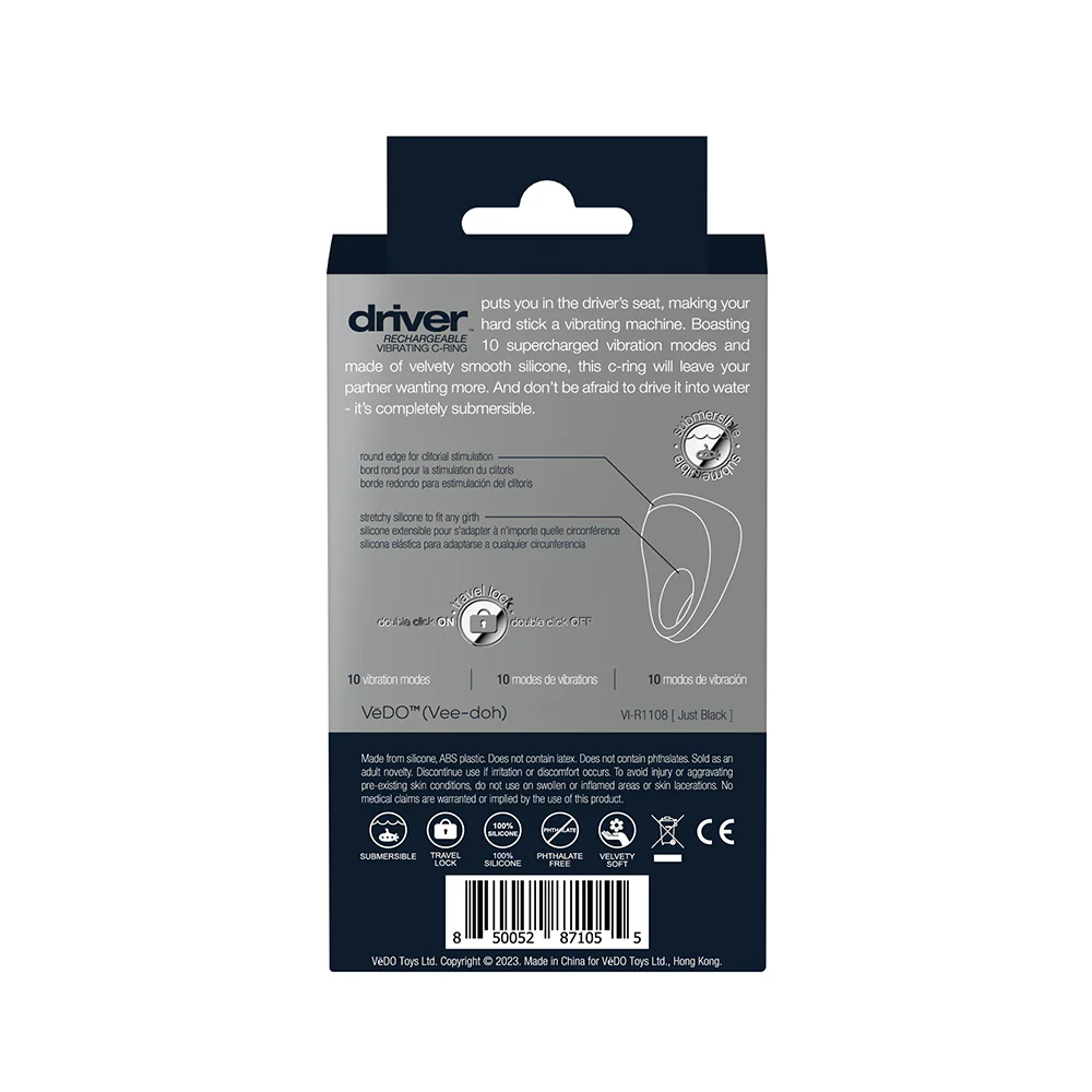 VeDO Driver Rechargeable Vibrating Cock Ring Black