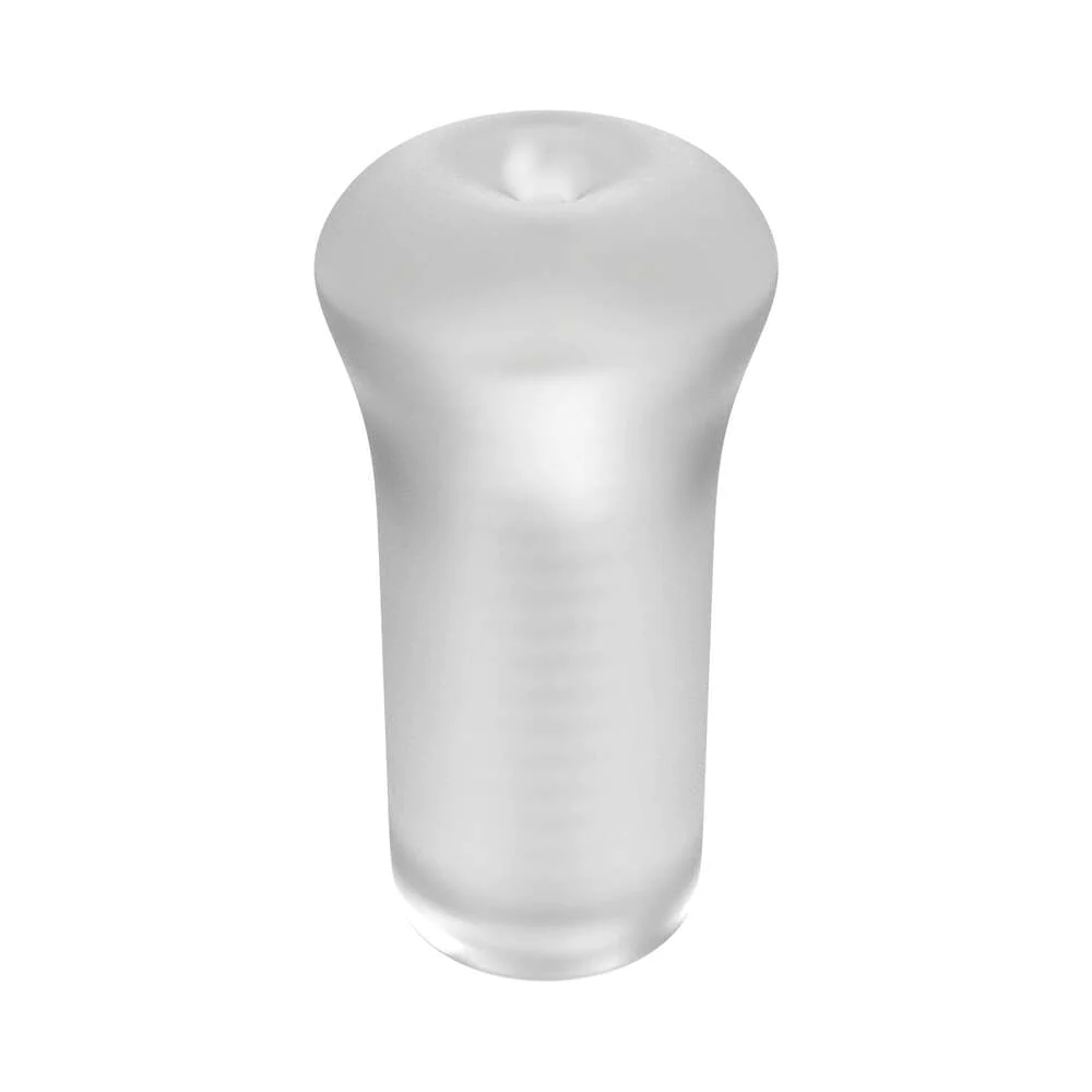 Self lubricating stroker slide and glide frosted male masturbator