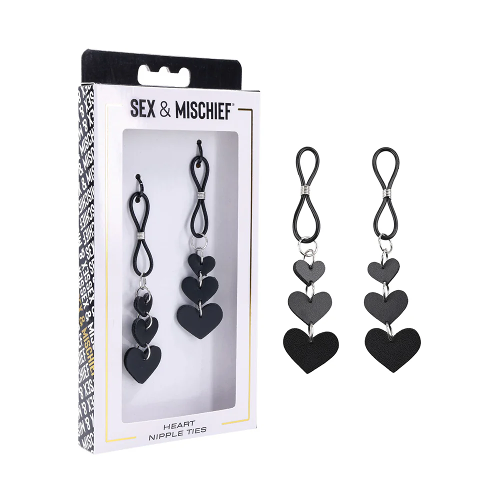 Adjustable Faux Leather Heart Nipple Ties