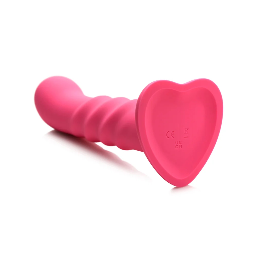 7 in. Ribbed Silicone Vibrating Dildo with Remote Pink