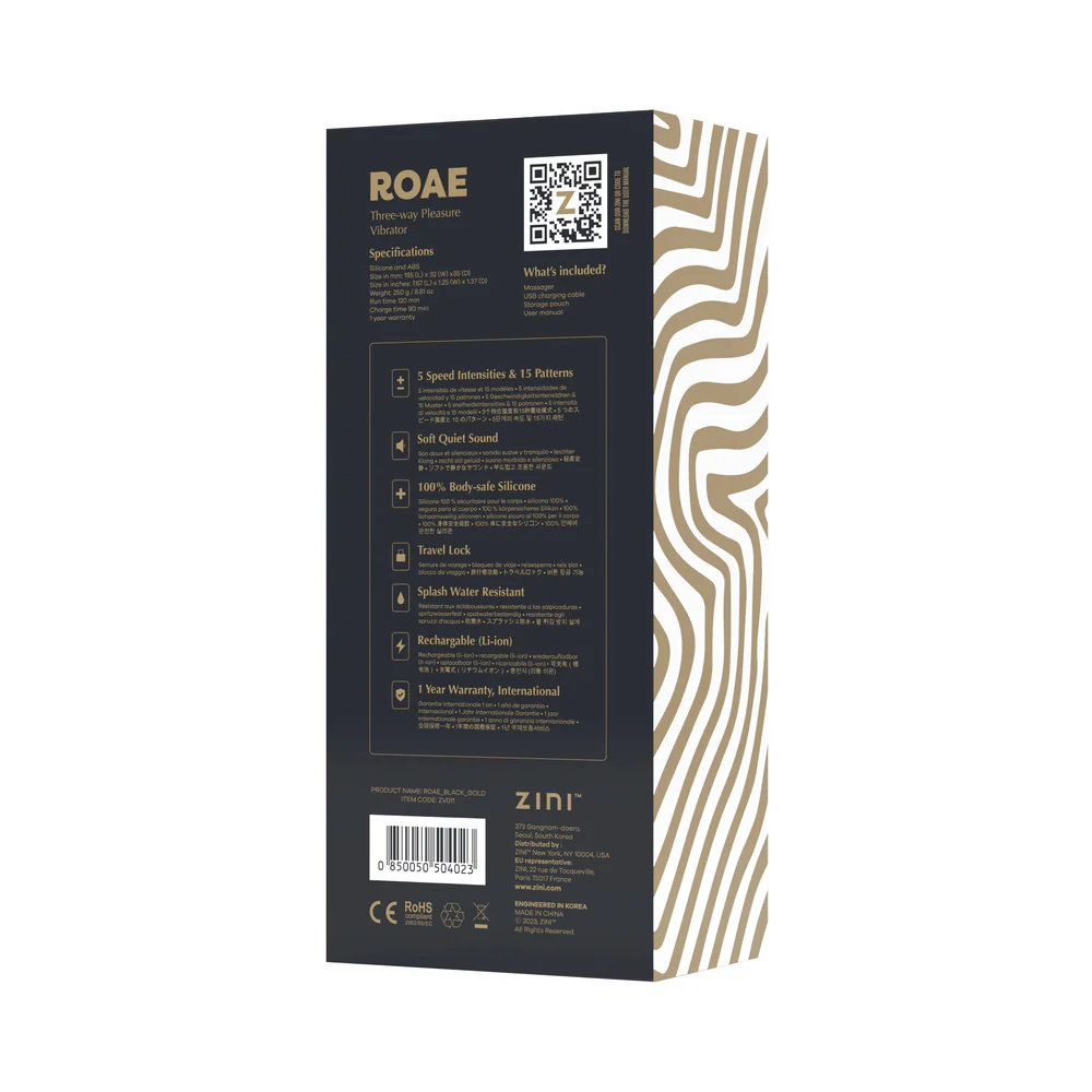 Zini Roae SE Black/Gold Triple-Stimulation Rabbit Vibrator