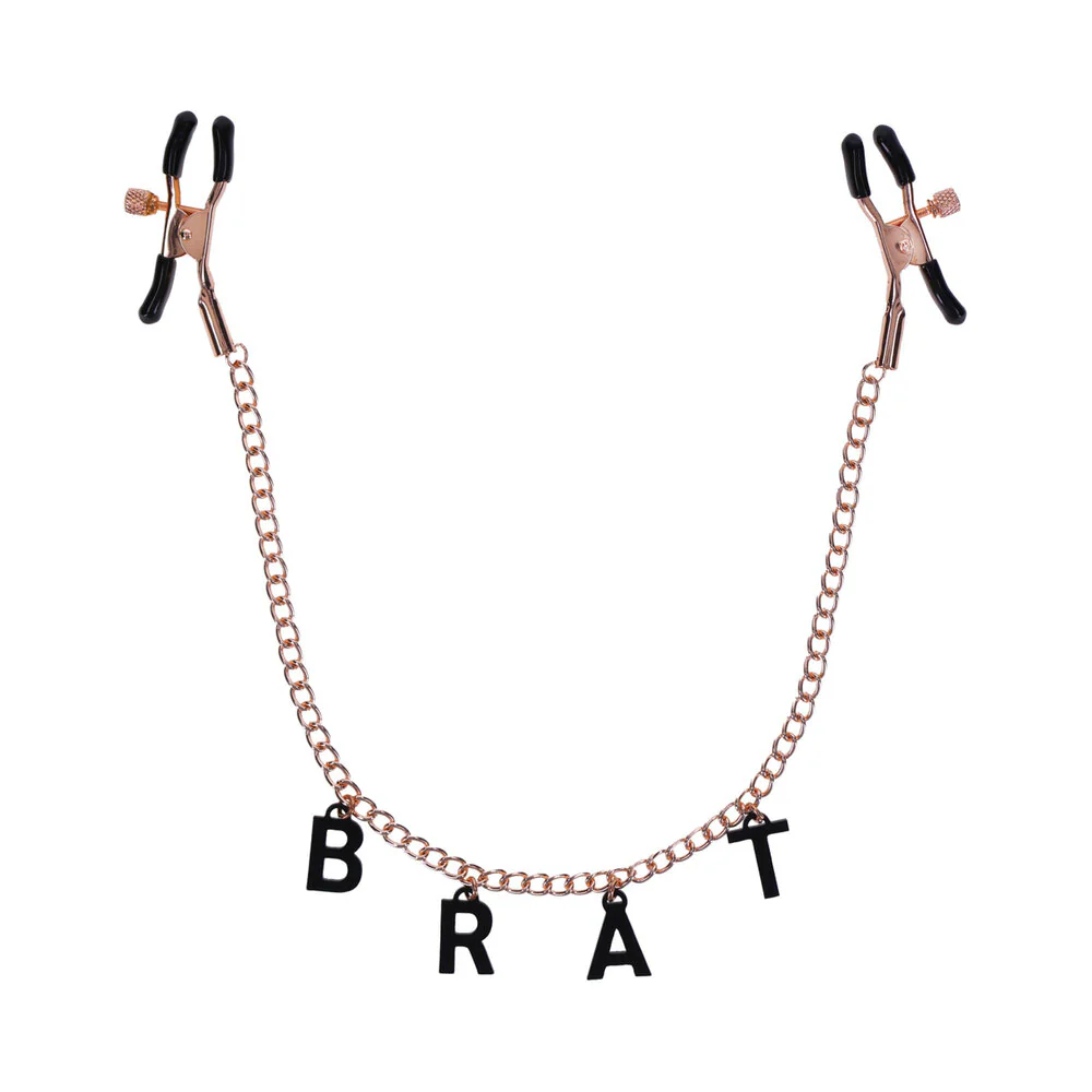 Brat Charmed Adjustable Nipple Clamps with Rose Gold Chain