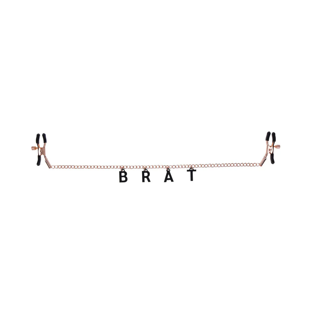Brat Charmed Adjustable Nipple Clamps with Rose Gold Chain