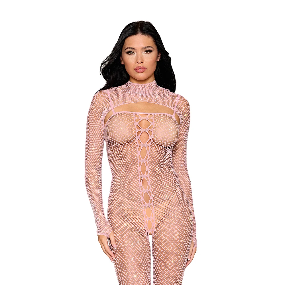 Dreamgirl Fishnet Bodystocking and Shrug Rose Quartz