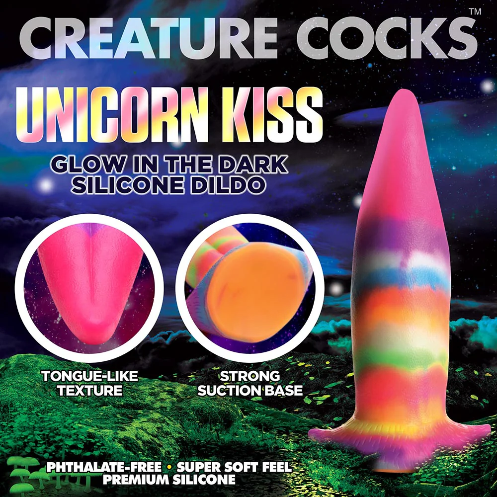 8.4 in. GITD Unicorn Tongue Fantasy Dildo