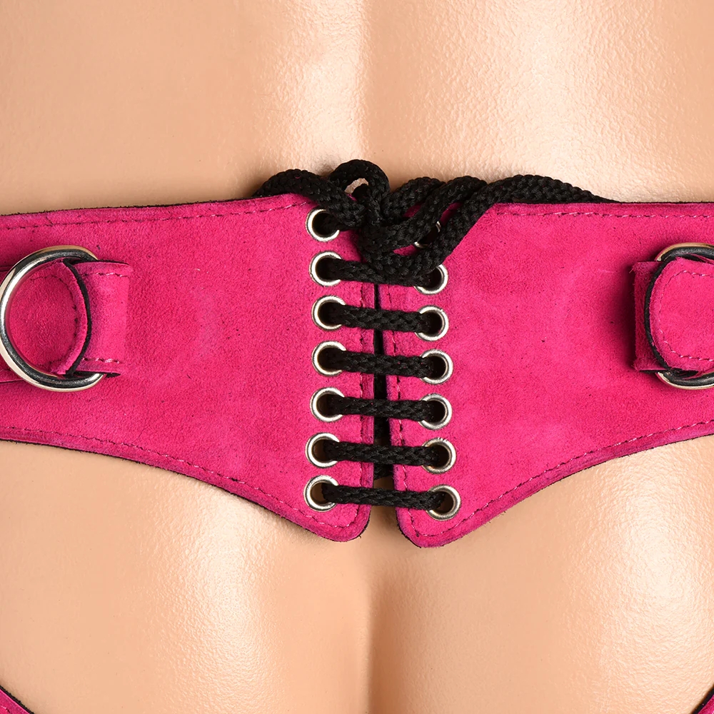 Strap U Bodice Deluxe Leather Corset Strap-On Harness Pink