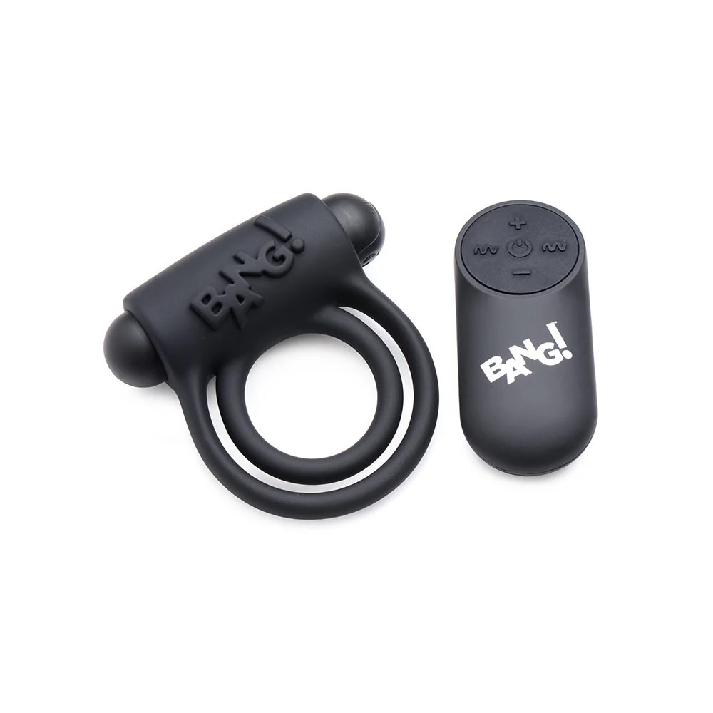 BANG! Vibrating Cock Ring with Remote Control Black
