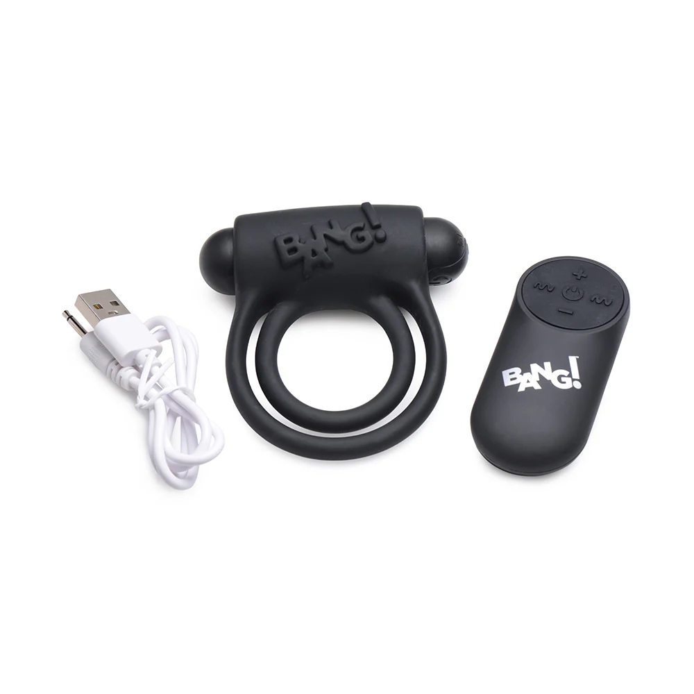 BANG! Vibrating Cock Ring with Remote Control Black