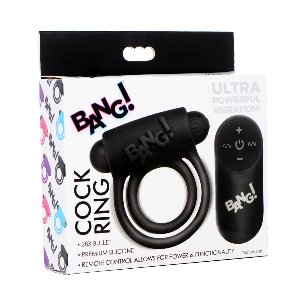 BANG! Vibrating Cock Ring with Remote Control Black