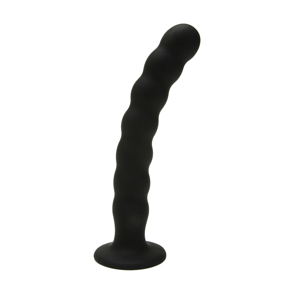 8 in. Ripple G-Spot & P-Spot Peg Dildo Black