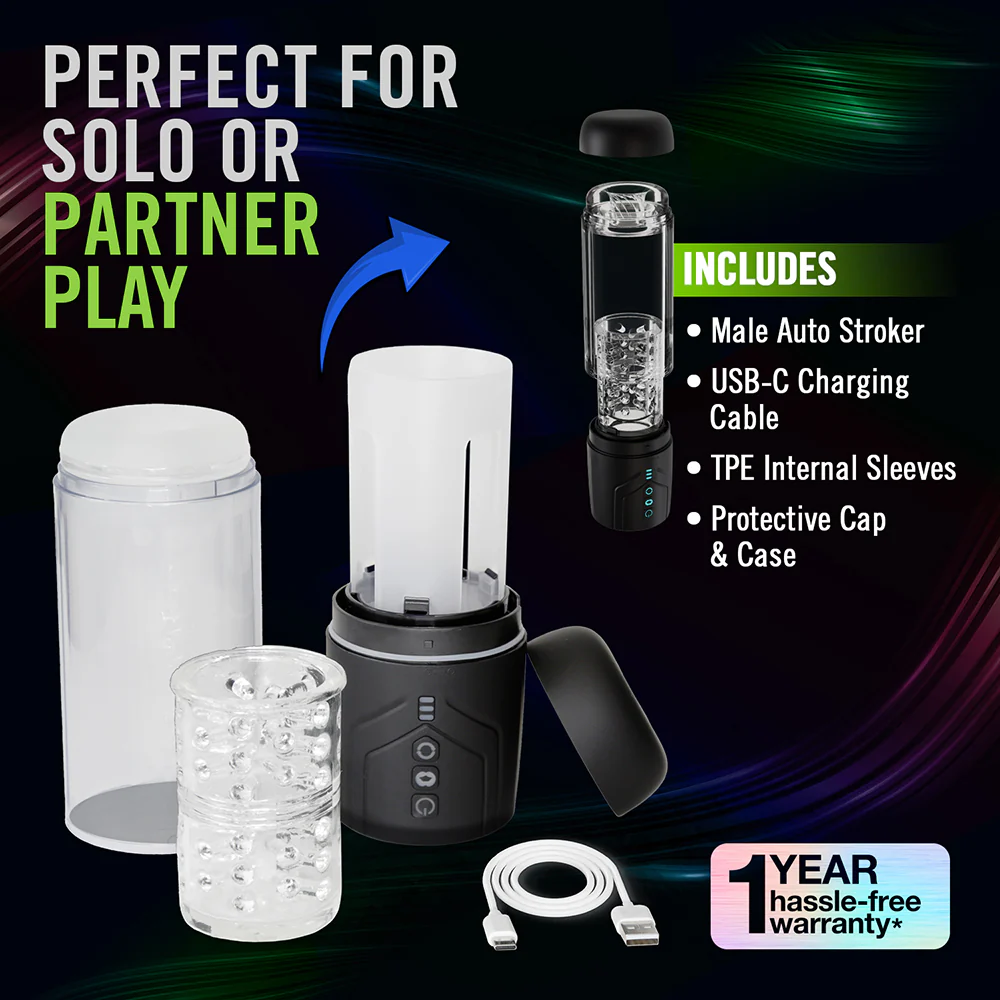 M for Men Whirlwind Pro Rotating Suction Stroker Black