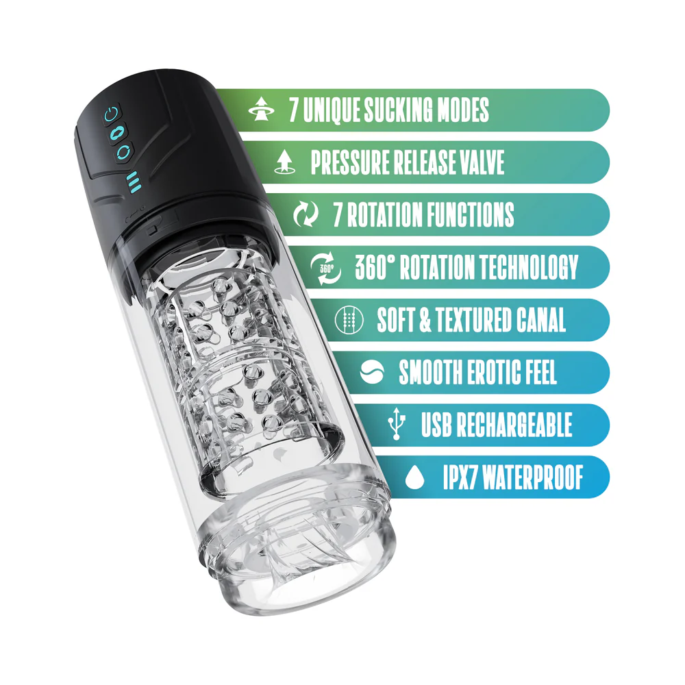 M for Men Whirlwind Pro Rotating Suction Stroker Black