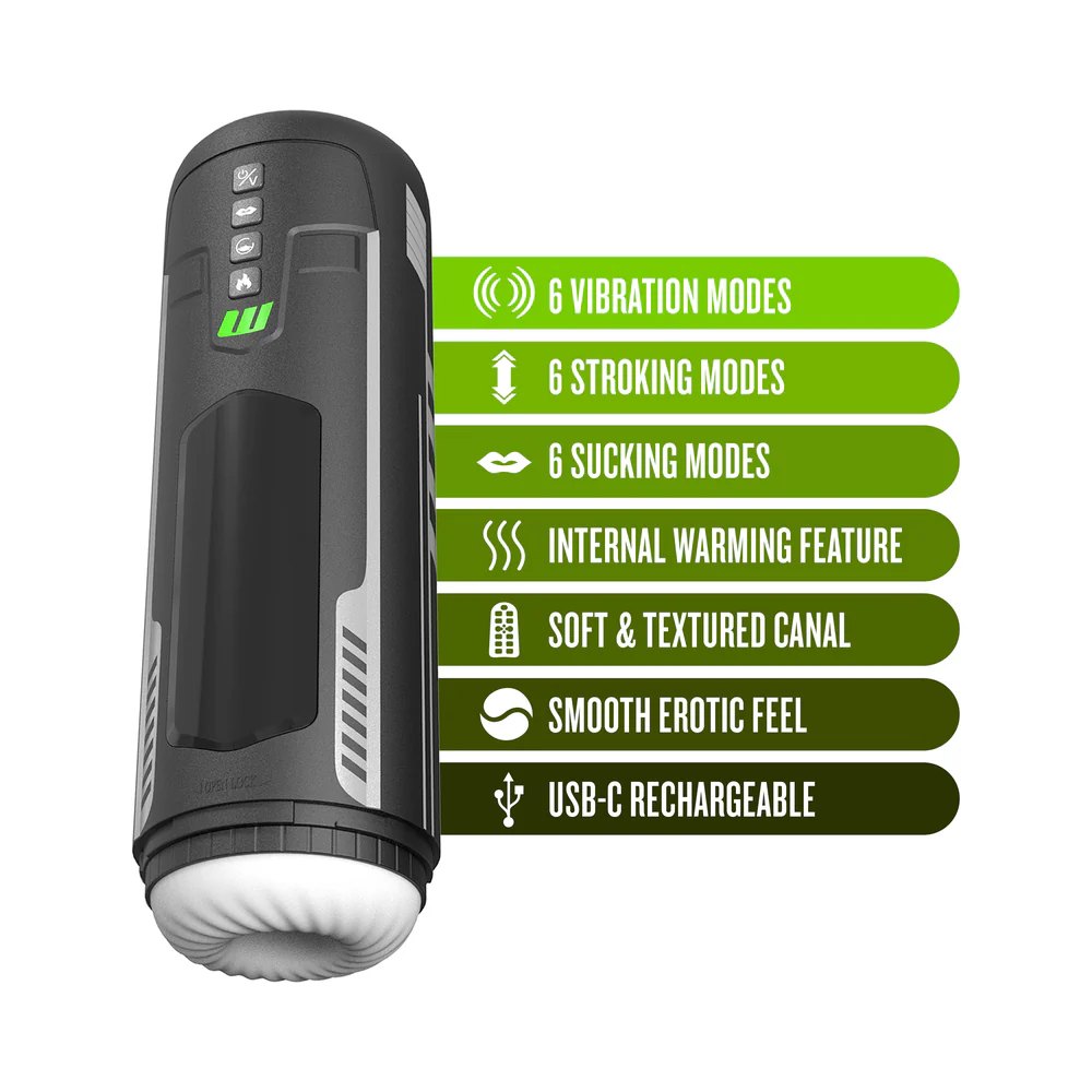 M for Men Master Blaster Suction Vibrating Stroker Black