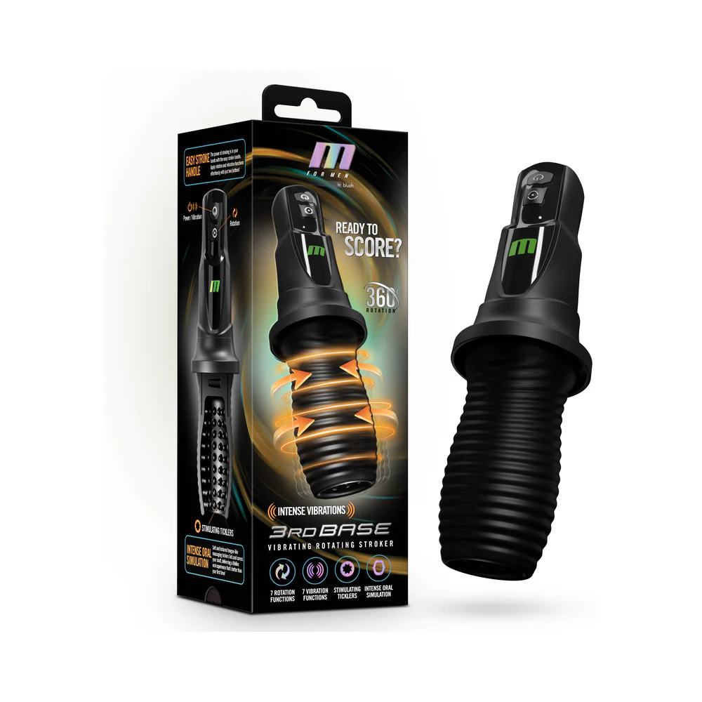 M for Men 3rd Base Rotating Vibrating Stroker Black