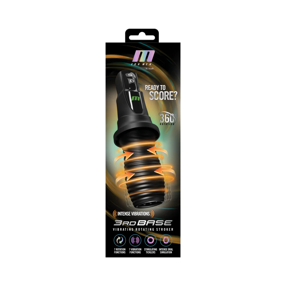 M for Men 3rd Base Rotating Vibrating Stroker Black