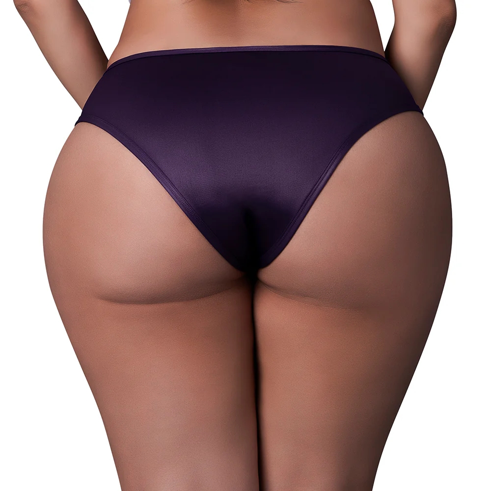 Magic Silk Leather & Lace Lace Cheeky Hipster Plum