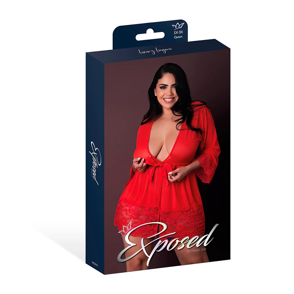 Magic Silk Sugar High 3/4 Sleeve Robe Red