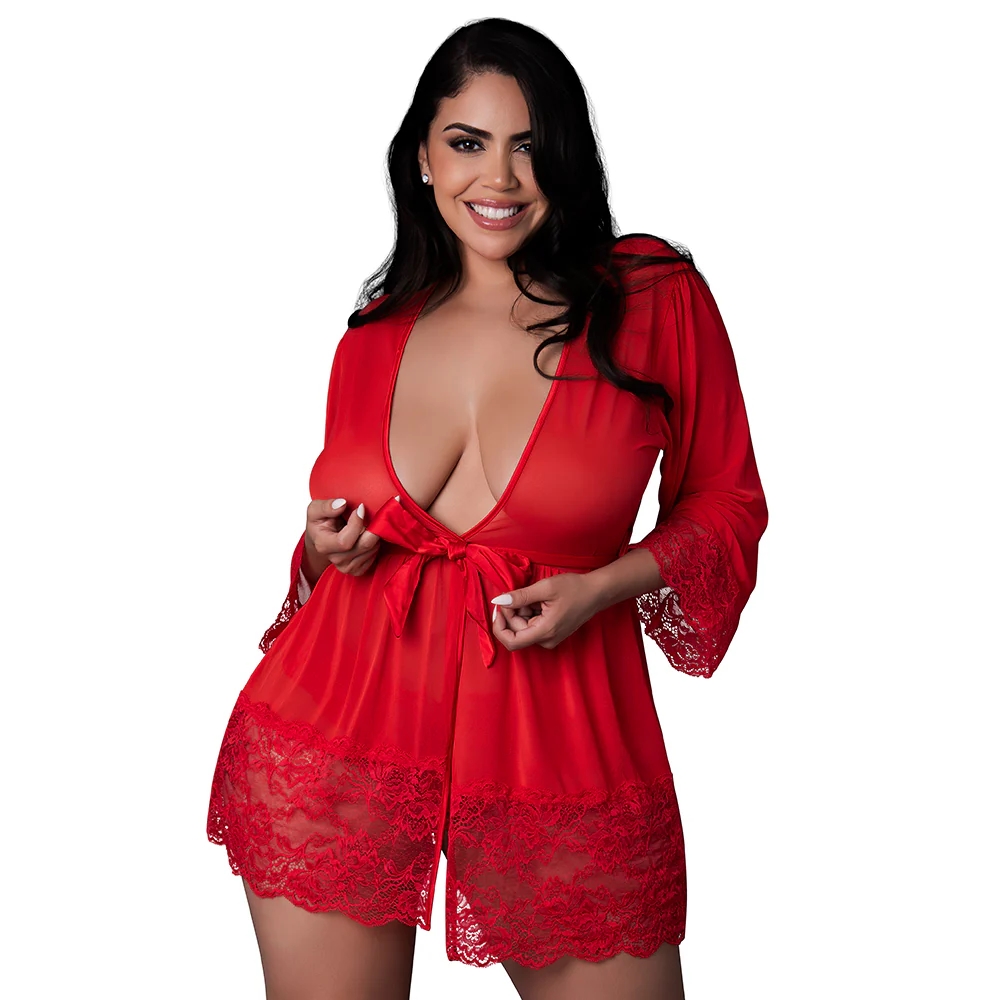 Magic Silk Sugar High 3/4 Sleeve Robe Red