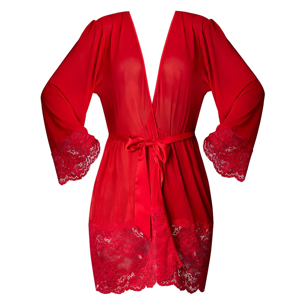 Magic Silk Sugar High 3/4 Sleeve Robe Red