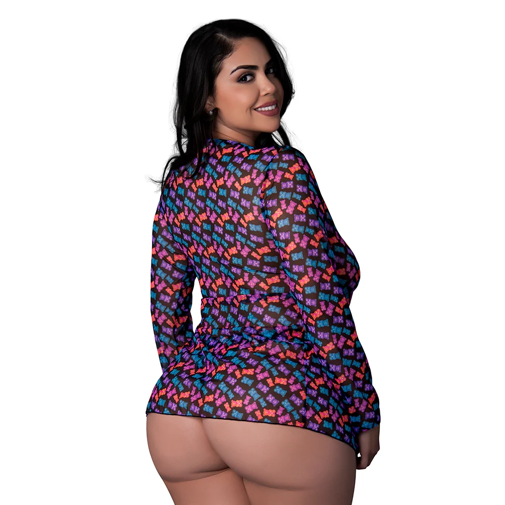 Magic Silk Hazy Dayz Tie Front Jacket & Thong Set Gummy Bears