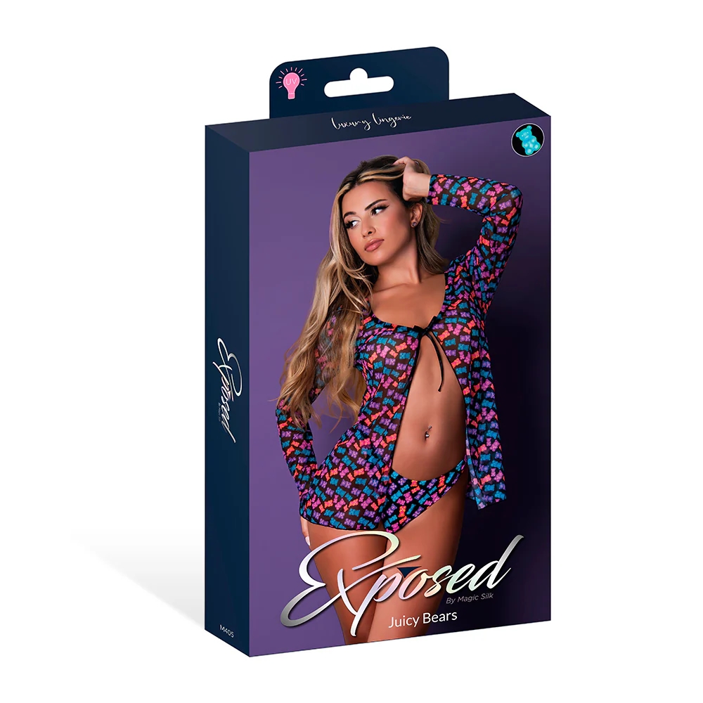 Magic Silk Hazy Dayz Tie Front Jacket & Thong Set Gummy Bears