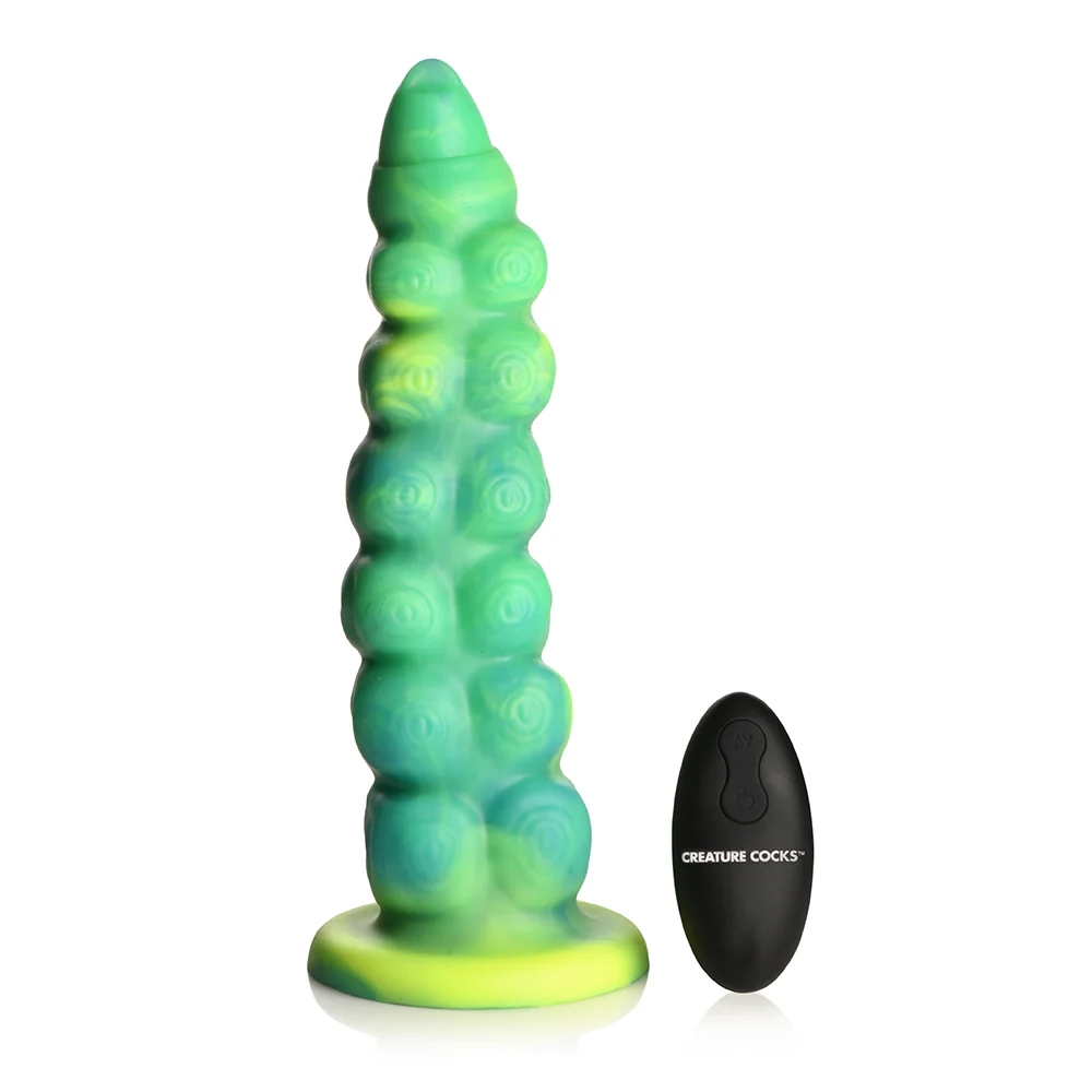 9 in. Squirmer Thrusting & Vibrating Caterpillar-Themed Dildo