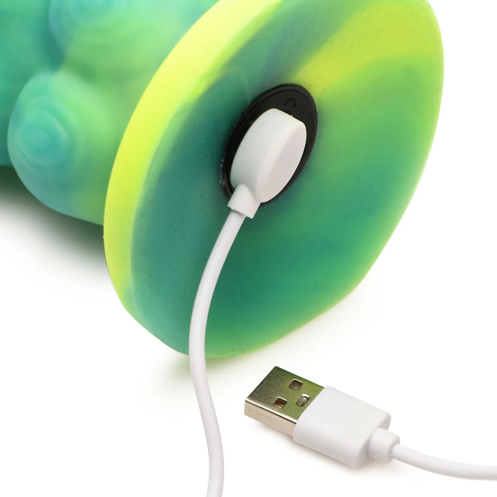 9 in. Squirmer Thrusting & Vibrating Caterpillar-Themed Dildo