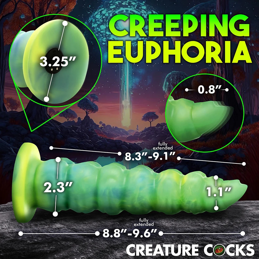 9 in. Squirmer Thrusting & Vibrating Caterpillar-Themed Dildo