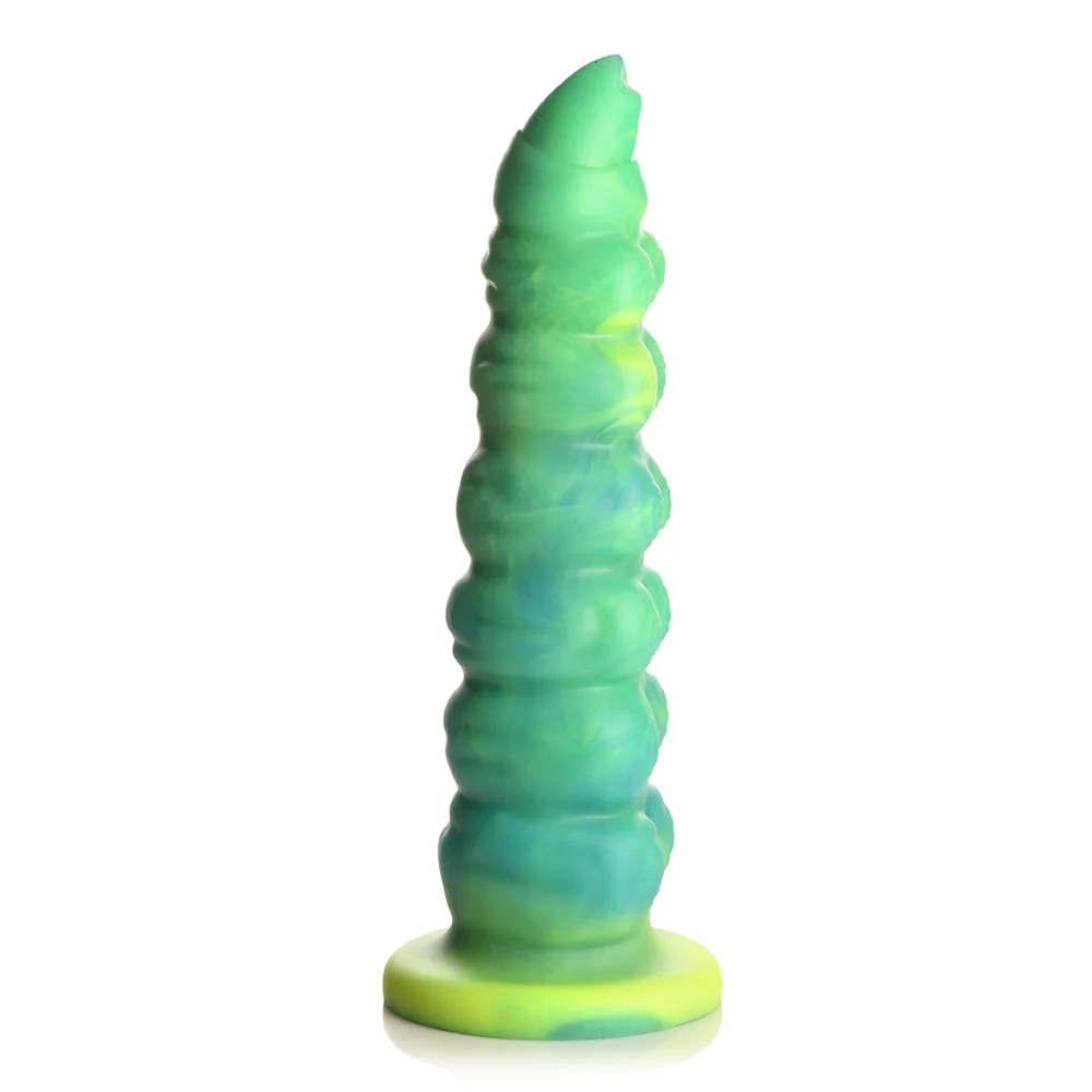 9 in. Squirmer Thrusting & Vibrating Caterpillar-Themed Dildo