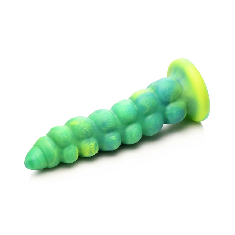 9 in. Squirmer Thrusting & Vibrating Caterpillar-Themed Dildo