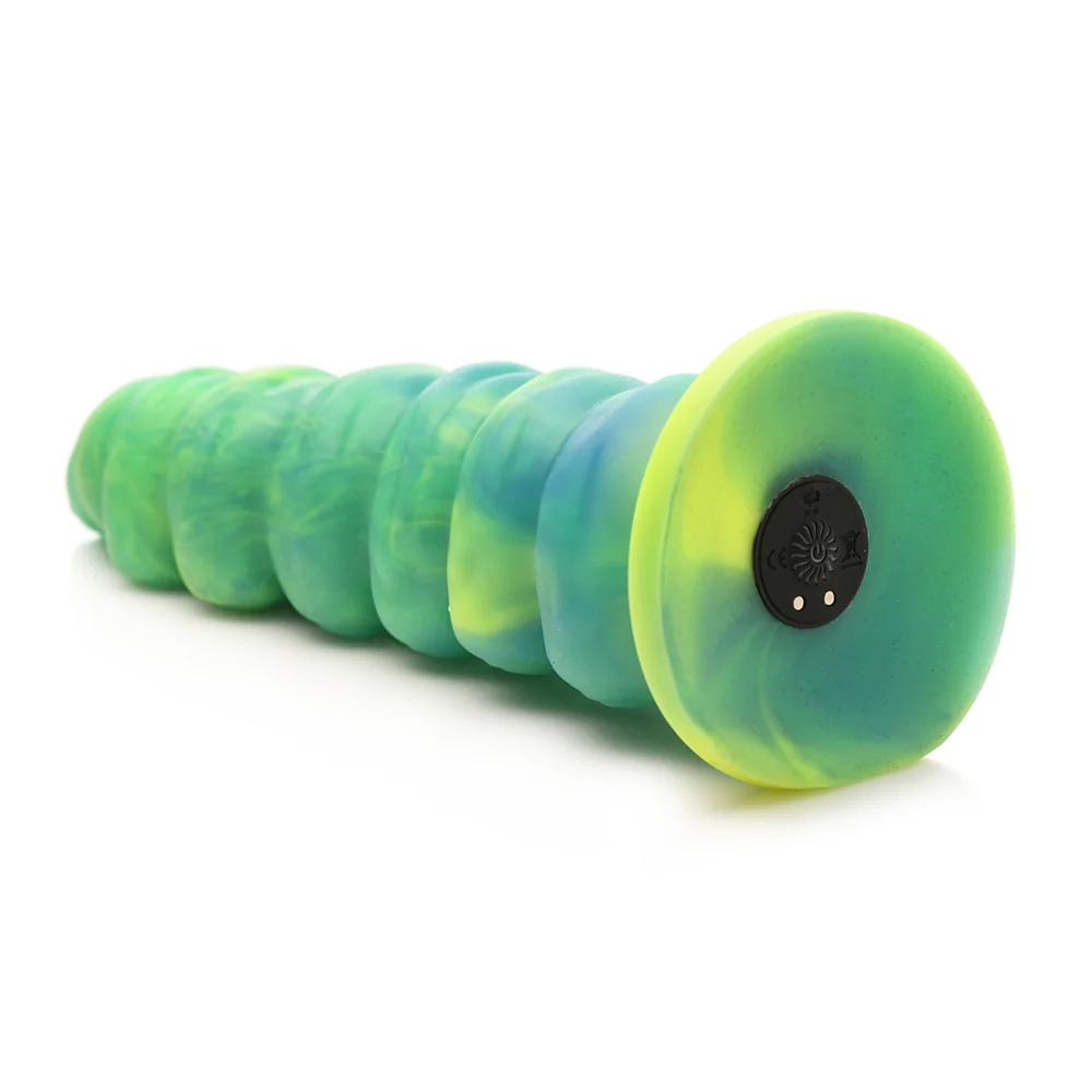 9 in. Squirmer Thrusting & Vibrating Caterpillar-Themed Dildo
